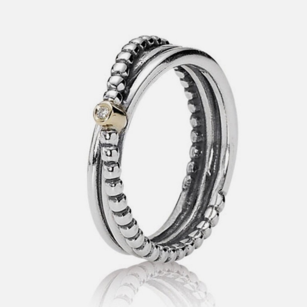 Pandora Silver and Gold Size 50 (5) Rising Star Ring